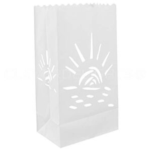 CleverDelights White Luminary Bags - 20 Count - Sunset Design - Wedding Party Christmas Holiday Luminaria