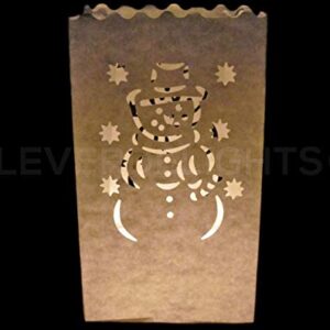 CleverDelights White Luminary Bags - 20 Count - Snowman Design - Wedding Party Christmas Holiday Luminaria