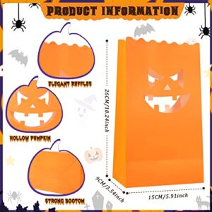 Halloween Luminary Bags Pumpkin Flame Resistant Candle Bag Paper Jack-o'-Lantern Lantern Bags with 3 Silhouettes for Home Garden Wedding Birthday Halloween Theme Party Decoration Supplies (36 Pack)