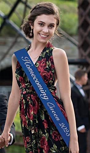 Anderson's Blue/Silver Homecoming King/Queen Coronation Set, Sashes With Foil Imprints, Crown, Tiara, Pins