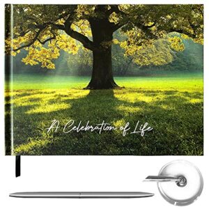 celebration of life funeral guest book, tree design funeral guestbook with pen, memorial service guest book, memorial guest book, memorial book, funeral book, signature book, funeral book guest