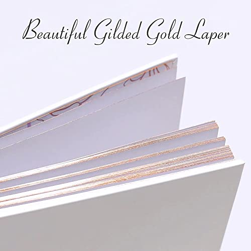Wedding Guest Book & Pen, White Elegant Hardcover Guest Sign in Book, Luxury Memory Book Sturdy Photo Scrapbook Guest Book, Rose Gold Gilded Edge Hardbound Wedding Guest Book, 100 Pages