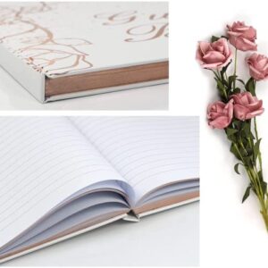 Wedding Guest Book & Pen, White Elegant Hardcover Guest Sign in Book, Luxury Memory Book Sturdy Photo Scrapbook Guest Book, Rose Gold Gilded Edge Hardbound Wedding Guest Book, 100 Pages