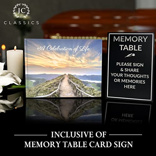 Funeral Guest Book | Memorial Guest Book | Guest Book for Funeral Hardcover | Guestbook for Sign in, Celebration of Life Memorial Service | Funeral Guest Sign Book with Memory Table Card Sign Included (Mountain Top)