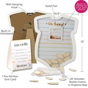 Kate Aspen Onesie Shaped Baby Shower Guest Book Shadow Box & Nursery Decoration Alternative Guestbook, One Size