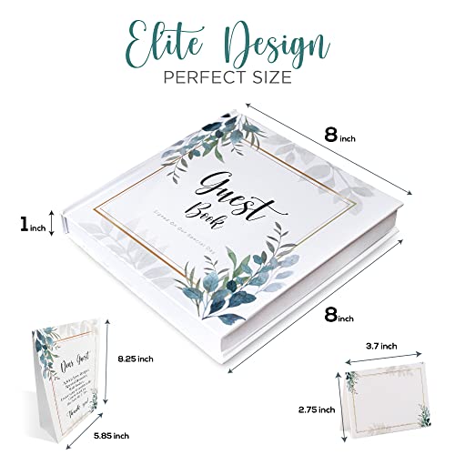 Guest Book Wedding Reception, Hardcover Decorative Guestbook, Alternative Sign in, Blank Pages Personal Messages, Decorative Book for Home, Includes Pen, Instructional Sign, and 10 Tent Cards.