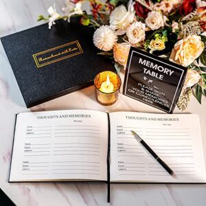 OIAMTO Funeral Guest Book,Hardcover in Loving Memory Guest Sign in Book,for Memorial Service,Leather Golden Embossed Cover,Table Display Sign,and a Black Gold Ballpoint Pen,for 210 Guests,10.2"x7.8"