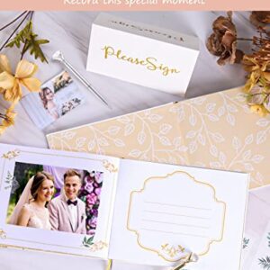 Wedding Guest Book - Guest Book Wedding Reception with Pens - 9x7'' Personalized Wedding Guestbook Photo Album Sign in Book - Gold Foil Hardcover & Gilded Edges, for Weddings, Baby Shower, Party