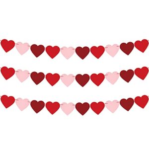felt heart garland for valentines day decor – pack of 30, no diy | red, rose, light pink heart banner garland, heart garland decorations | romantic decorations special night, valentines day decoration