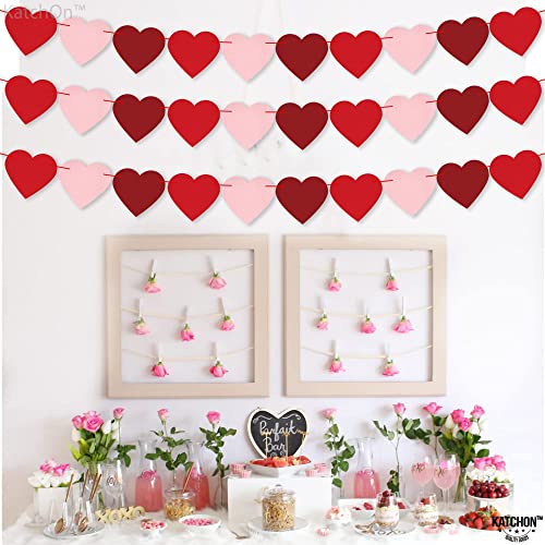 Felt Heart Garland for Valentines Day Decor - Pack of 30, No DIY | Red, Rose, Light Pink Heart Banner Garland, Heart Garland Decorations | Romantic Decorations Special Night, Valentines Day Decoration