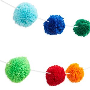 10 Feet Colorful Wool Pom Pom Garland for Rainbow Birthday Decorations (24 Balls)