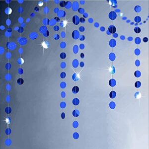 decor365 bling royal blue circle dots garland paper hanging polk dot streamer party decoration bunting banner backdrop for birthday/wedding/baby shower/graduation/bridal shower party supplies