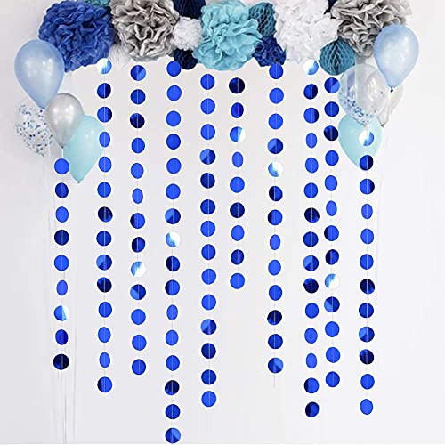 Decor365 Bling Royal Blue Circle Dots Garland Paper Hanging Polk Dot Streamer Party Decoration Bunting Banner Backdrop for Birthday/Wedding/Baby Shower/Graduation/Bridal Shower Party Supplies