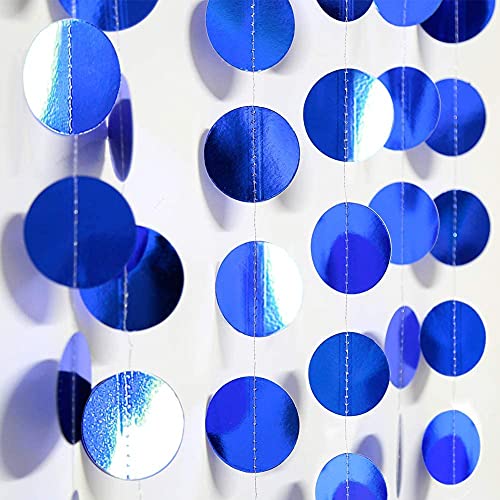 Decor365 Bling Royal Blue Circle Dots Garland Paper Hanging Polk Dot Streamer Party Decoration Bunting Banner Backdrop for Birthday/Wedding/Baby Shower/Graduation/Bridal Shower Party Supplies