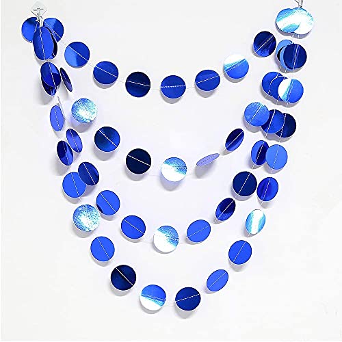 Decor365 Bling Royal Blue Circle Dots Garland Paper Hanging Polk Dot Streamer Party Decoration Bunting Banner Backdrop for Birthday/Wedding/Baby Shower/Graduation/Bridal Shower Party Supplies