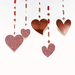 Glitter Red Heart Garland Decorations Hanging Garlands Streamer Banner Backdrop Valentines Mother's Day Wedding Anniversary Engagement Birthday Party Supplies