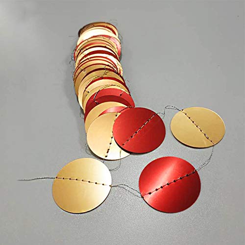 Gold Maroon Party Decorations Red Circle Dots Garland Streamer Hanging Backdrop for Wedding Birthday Engagement Bridal Shower Bachelorette Valentines Day Chinese New Year