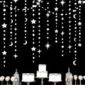 white star moon circle dot garland party decoration hanging crescent twinkle little star streamer bunting banner for wedding engagement anniversary bridal shower kids birthday baby shower decor
