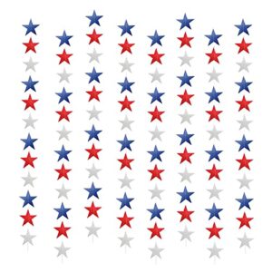 patriotic star streamers banner garland decorations for 4th of july red white blue hanging stars banner memorial day independence day celebration veterans day party decorations, 8 pack