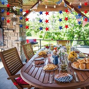 Patriotic Star Streamers Banner Garland Decorations for 4th of July Red White Blue Hanging Stars Banner Memorial Day Independence Day Celebration Veterans Day Party Decorations, 8 Pack