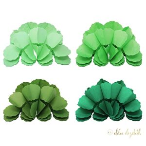 3D Hanging Party Garland Streamers & Photo Backdrop, Tissue Paper Four Leaf Design, 12-Pack (Jungle Green Combo)