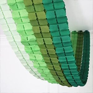 3D Hanging Party Garland Streamers & Photo Backdrop, Tissue Paper Four Leaf Design, 12-Pack (Jungle Green Combo)