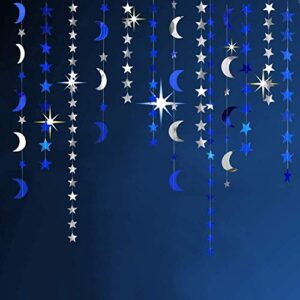 decor365 royal blue silver stars and moon garlands kit twinkle little star garand/hanging streamers/bunting banner for birthday party decoration/wedding decor/baby shower/christmas/nursery/ramadan