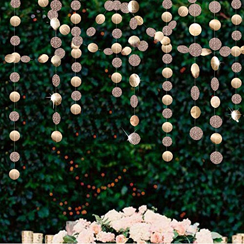 5 Pack Circle Dots Garland Champagne Gold Party Decorations Paper Garland Party Streamers Bunting Backdrop Hanging Decor Banner,Party Decor Banner Totally 65 Ft