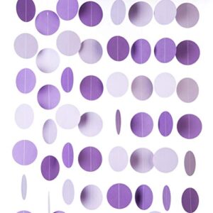 weven purple lavender paper garland circle dots party garland streamer backdrop hanging decorations, 2.5″ in diameter, 20 feet in total