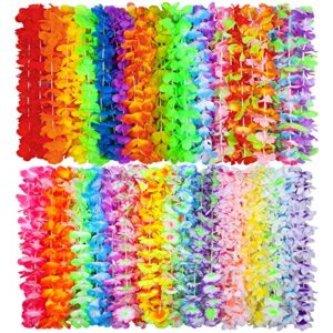 ruisita 72 pieces hawaiian leis 36 colors flowers necklaces hawaiian luau leis necklaces for tropical themed party decorations beach party decor
