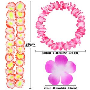 Ruisita 72 Pieces Hawaiian Leis 36 Colors Flowers Necklaces Hawaiian Luau Leis Necklaces for Tropical Themed Party Decorations Beach Party Decor