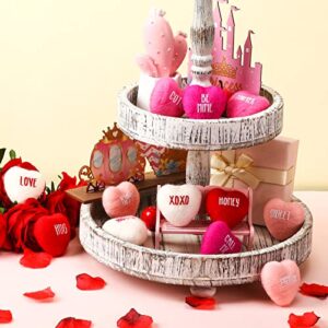 12 pieces valentines tiered tray decor heart felt wool felt hearts balls pom pom balls for valentine’s day wedding party anniversary honeymoon decoration