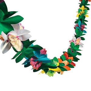 fun express colorful paper flower garland, 9 feet long – for luau, tiki, and tropical party decor