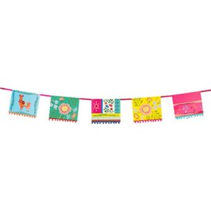 Talking Tables Bohemian Llama Paper Garland Bunting Pom Tassels (13ft) -Colorful Mexican Party Supplies for Birthday Celebration, Festival, Encanto Decorations, Banner, Garden Fiesta, Multi