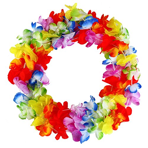 Aneco 6 Packs Colorful Hawaiian Luau Tropical Flower Lei Garland Party Decorations Hawaiian Tropical Party Supplies ,10 Feet Each