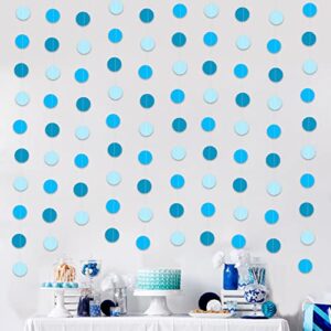 zwiebeco 52ft blue circle dots garland paper dot bunting banner hanging polka dot streamers for baby shower birthday engagement wedding bridal shower hen tea party nursery kids room home decorations