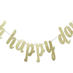 Oh Happy Day Gold Glitter Banner-Birthday – Wedding - Gender Reveal /Baby Shower Announcement /Retirement / Congratulations Party Supplies