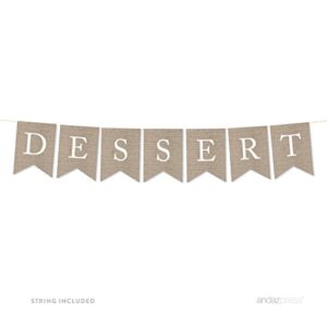 andaz press hanging bunting pennant party banner with string, printed burlap, dessert, 2-feet, 1-set, includes string