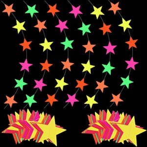 120ft star neon garland hanging paper glow party neon party hanging decoration for birthday wedding neon party background decoration supplies(8pcs)