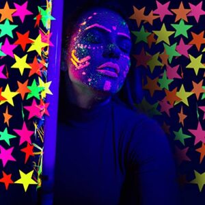 120Ft Star Neon Garland Hanging Paper Glow Party Neon Party Hanging Decoration for Birthday Wedding Neon Party Background Decoration Supplies(8Pcs)