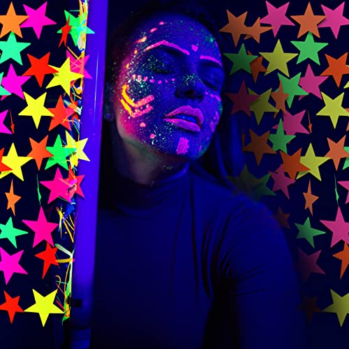 120Ft Star Neon Garland Hanging Paper Glow Party Neon Party Hanging Decoration for Birthday Wedding Neon Party Background Decoration Supplies(8Pcs)