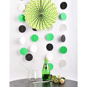 MOWO Paper Garland Circle Dots Hanging Decoration, 2.5'' in Diameter,10-feet (Black,Green,White, 2pc)