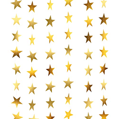 Reflective Star Paper Garland,52 Feet Glitter Star Garland Banner Decoration Sparkling Gold Star Banner Twinkle Little Star Garlands Reflective Banner Backdrop Decor for Christmas Wedding Birthday