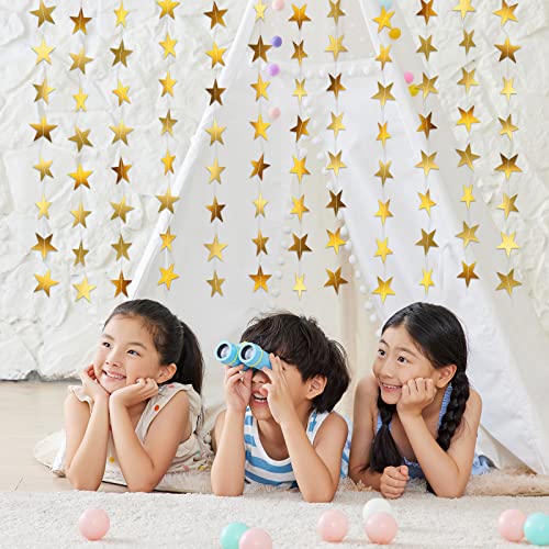 Reflective Star Paper Garland,52 Feet Glitter Star Garland Banner Decoration Sparkling Gold Star Banner Twinkle Little Star Garlands Reflective Banner Backdrop Decor for Christmas Wedding Birthday