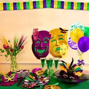 10 Pack 10 Feet Mardi Gras Foil Fringe Garland Metallic Tassle Banner Wall Hanging Tinsel Streamers Backdrop for Parade Floats, Bachelorette, Wedding, Birthday Party Decorations(Gold Green Purple)