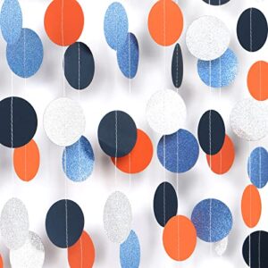 blue-silver orange space party-decorations streamers-garland – 52ft graduation 2023 glitter hanging paper banner,birthday boy baby shower decor banners lasting surprise