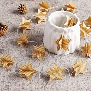 4 pack star garland recycled books vintage pages garland newspaper bunting party holiday christmas strand string banner wedding decorate(vintage)