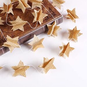 4 Pack Star Garland Recycled Books Vintage Pages Garland Newspaper Bunting Party Holiday Christmas Strand String Banner Wedding Decorate(Vintage)