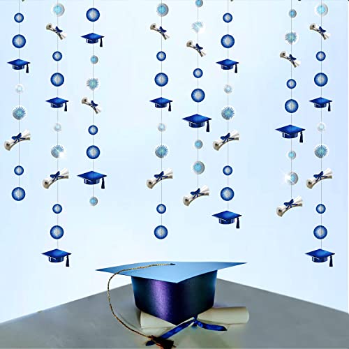 4 pcs Royal Blue Graduation Party Decoration Congrats Grad Garland Streamer Banner Backdrop for Graduation Party Supplies