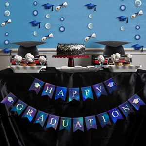 4 pcs Royal Blue Graduation Party Decoration Congrats Grad Garland Streamer Banner Backdrop for Graduation Party Supplies